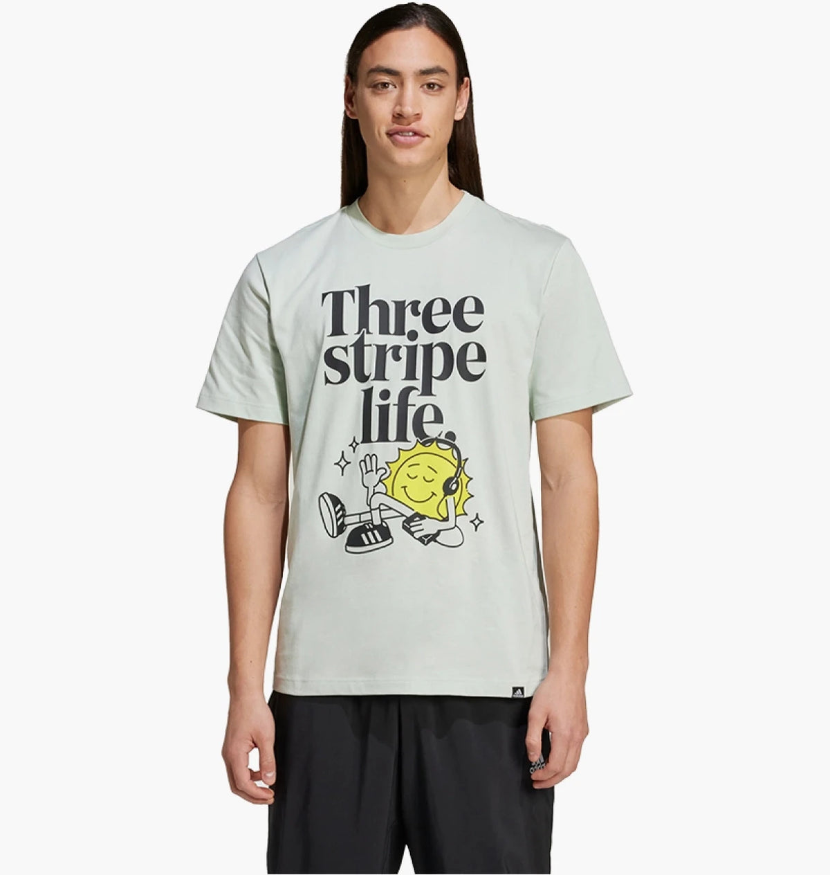 Футболка Adidas Three Stripe Life Grey Green T-Shirt