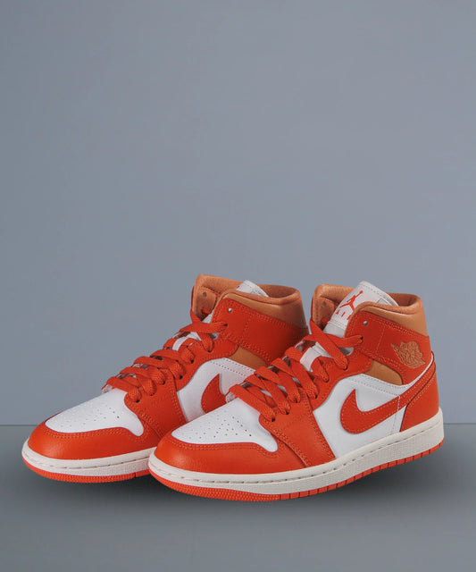 Nike Air Jordan 1 Mid White & Orange Wms