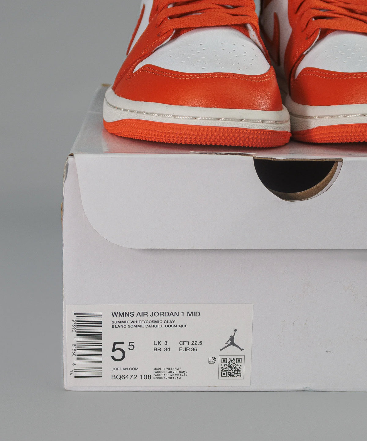 Nike Air Jordan 1 Mid White & Orange Wms