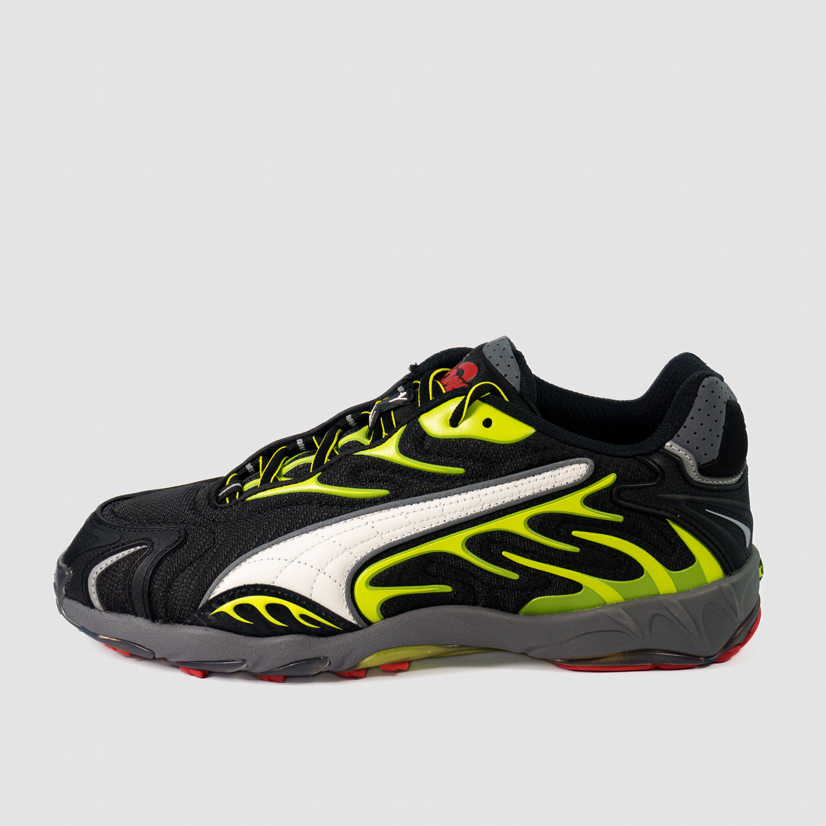 Puma A$AP Rocky Inhale Mesh Lime Pow — бічний профіль кросівка, чорний з лаймовим