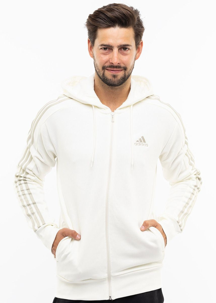 Худі Adidas Essentials French Terry 3-Stripes Full-Zip Off White