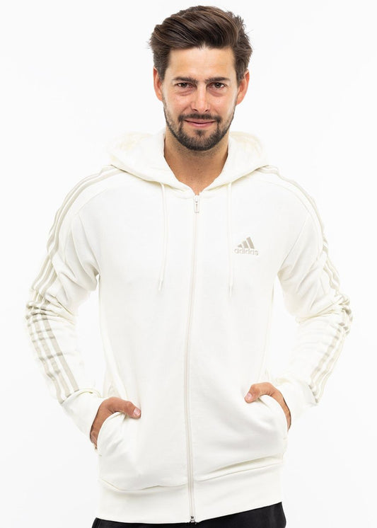 Худі Adidas Essentials French Terry 3-Stripes Full-Zip Off White